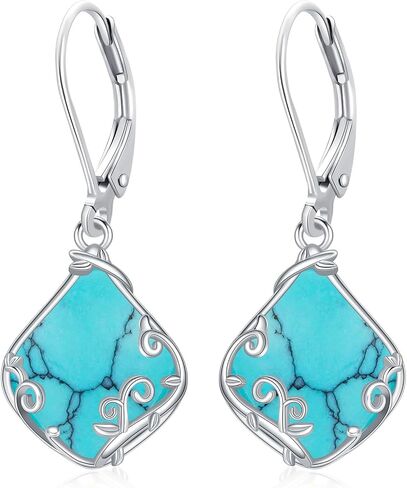 Filigree Earrings 925 Sterling Silver Teardrop Natural Gemstone Dangle Earrings Jewelry Mothers Day Gifts for Women Mom in Saudi Arabia
