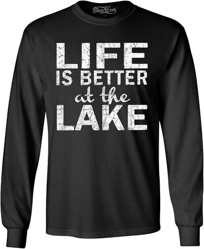 shop4ever Life is Better at The Lake Long Sleeve Shirt Sayings Shirts in Saudi Arabia