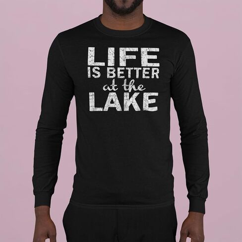 shop4ever Life is Better at The Lake Long Sleeve Shirt Sayings Shirts in Saudi Arabia