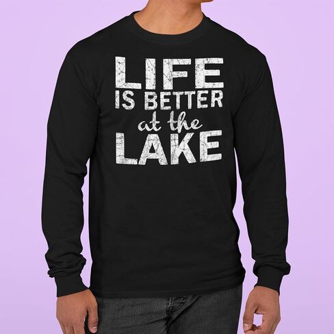 shop4ever Life is Better at The Lake Long Sleeve Shirt Sayings Shirts in Saudi Arabia
