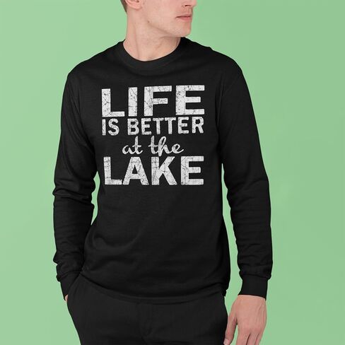 shop4ever Life is Better at The Lake Long Sleeve Shirt Sayings Shirts in Saudi Arabia