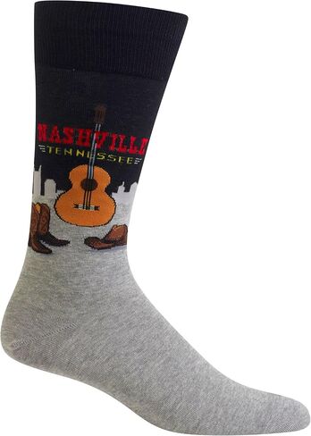 Hot Sox mens Artist Series Novelty Fashion Casual Crew Dress Sock, Sunday Afternoon (Dark Brown), 12-Jun US in Saudi Arabia