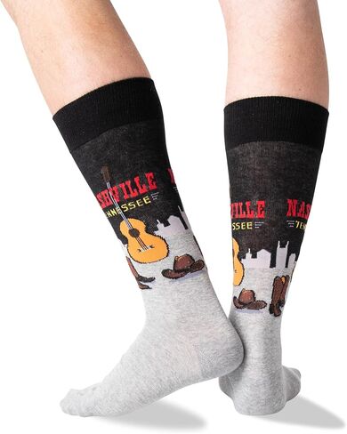 Hot Sox mens Artist Series Novelty Fashion Casual Crew Dress Sock, Sunday Afternoon (Dark Brown), 12-Jun US in Saudi Arabia