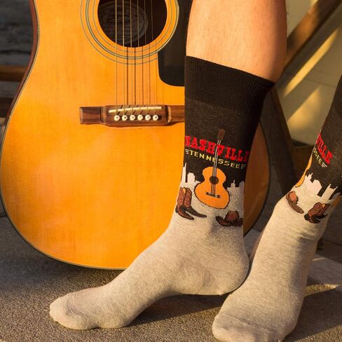 Hot Sox mens Artist Series Novelty Fashion Casual Crew Dress Sock, Sunday Afternoon (Dark Brown), 12-Jun US in Saudi Arabia