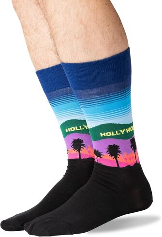 Hot Sox mens Artist Series Novelty Fashion Casual Crew Dress Sock, Sunday Afternoon (Dark Brown), 12-Jun US in Saudi Arabia