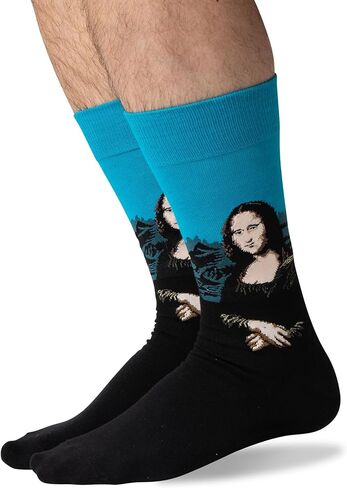 Hot Sox mens Artist Series Novelty Fashion Casual Crew Dress Sock, Sunday Afternoon (Dark Brown), 12-Jun US in Saudi Arabia