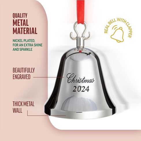 KLIKEL 11th Silver Christmas Bell Ornament 2024 - Real Bell for Christmas Tree - طبعة محفورة in Saudi Arabia
