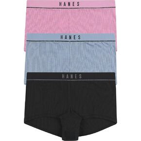 Hanes Women's Retro Rib Boyshort Underwear, 3-Pack