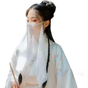 Chinese Hanfu Face Veil Sheer Chiffon Face Scarf Mask Women's Hanfu Costume Accessories