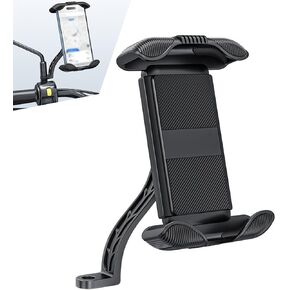 1 PC Motorcycle Mobile Phone Holder, Fully Wrapped Shockproof Anti-Shake Riding Navigation Holder, 360 Degree Rotatable Waterproof Bracket, Universal for Motorcycles (Black #Handlebar)