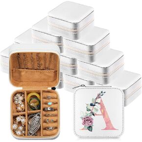 Kenning 12 Pcs Sublimation Jewelry Box Portable Jewelry Travel Case Bulk Bridesmaid Proposal Gift Boxes Small Travel Jewelry Organizer Case for Wedding Anniversary DIY(White)