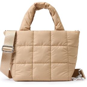 KALIDI Quilted Tote Bag Small Puffer Crossbody Bag for Women Lightweight Nylon Puffy Shoulder Handbag with Adjustable Strap