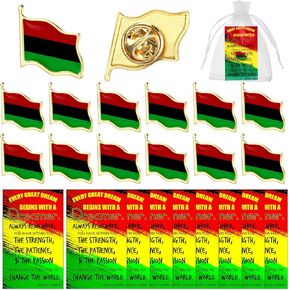 50 Set/ 150 Pcs Juneteenth Lapel Pins Bulk Pan African Flag Pins Afro American Flag Buttons with Inspirational Card Bag for 2025 Black History Month American African Celebration Decoration
