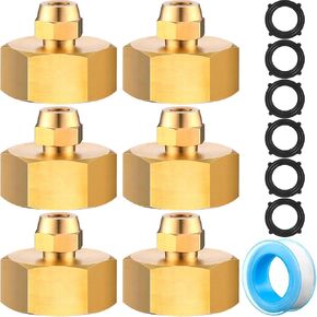 6 Set Garden Hose Adapter Brass Standard 3/4 Inch Female Thread to 1/4 Inch Tube Adapter Convert 3/4 Inch Garden Hose to 1/4 Inch Tube for Water Pipe Coupling Supplies