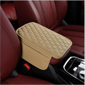 Car Armrest Cover, Car Center Console Cover, Leather Car Arm Rest Cover,Car Armrest Cushion with 2 Storage Bags, Universal Fitting Car Arm Rest Cover Pad (Black)