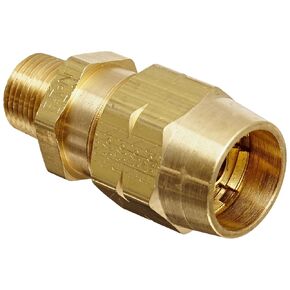 EATON Weatherhead 33806B-Y26 Male Connector Fitting, CA360 Brass, 3/8" Hose ID, 3/8" Pipe Size