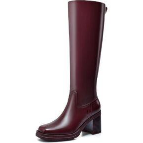 Knee High Boots Women Platform Lug Sole Knee Boots Square Toe Stacked Chunky Heels Long Fall Boots with Zippers