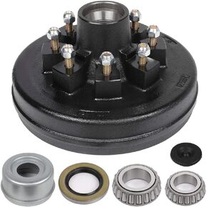 SCITOO Trailer Hub with Brake Drum 8 Lug on 6.5 Hub 12X2 25580 x 14125A Bearing fit for 7000 lbs axle Trailer Hub Assembly