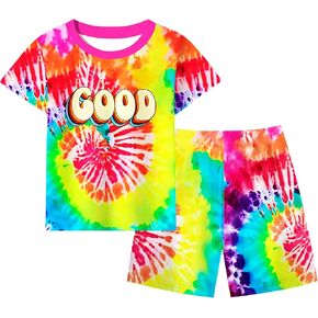 Tie Dye Spiral Clothing Sets Hippie 2-Piece Shirt & Shorts