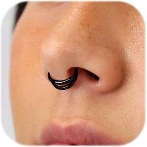 Nose Rings for Women 16G Septum rings Gold Star Clicker Hoops Daith Hoop Spikes Chain Nose Ring for Women Men Silver Piercing Jewelry