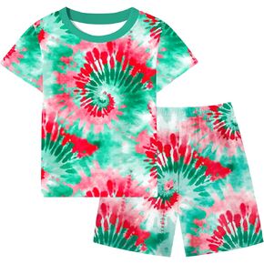 TIE صبغ ملابس دوامة مجموعات قميص وسروال شورت هبي 2 قطعة in Kuwait