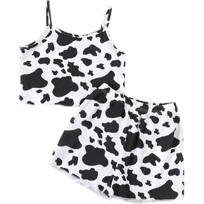 Girls' 2 Piece Outfits Summer Sleeveless Cami Top and Casual Shorts Sets