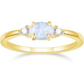 SHINYSO 14K Gold Plated Wedding Bands for Women Opal Cubic Zirconia Ring Stackable CZ Pave Eternity Engagement Rings for Women Size 4-10