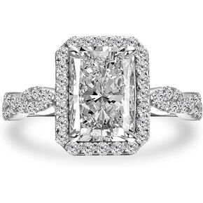 2.0 Carat Radiant Cut Engagement Ring, 5A CZ Simulated Diamond Promise Ring in Sterling Silver