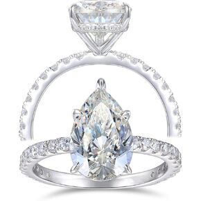 4ct Pear Cut Moissanite Engagement Rings for Women