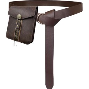 2 PCs Medieval Vintage belt Bag Set, Middle Ages Faux Leather Belt with Belt Pouch, Renaissance Costume Accessories
