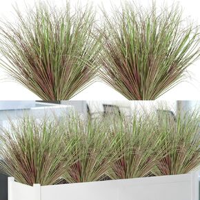 Artificial Grass Plants Outdoor 20 Bundles Fake Wheat Grass UV Resistant Faux Shrubs Bushes Plant Green Onion Grass Artificial Greenery Tall Stems for Indoor Outdoor Office Home Decor
