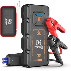 16000mAh 2000A Car Jump Starter Portable Battery Booster for 7.0L Gas and 6.5L Diesel Engines 12V Jump Box with USB Quick Charge LED Flashlight and Compact Storage Case