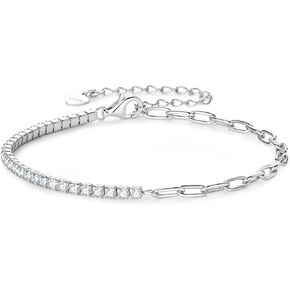 Moissanite Tennis Bracelet, 0.93cttw D Color VVS1 925 Sterling Silver Adjustable Bracelets for Women Wife Birthday Jewelry Gift