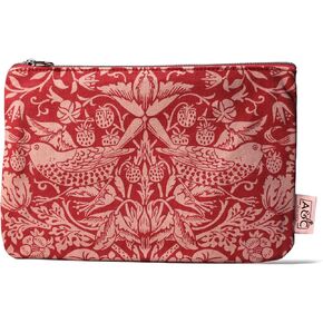 Clutch Pouch Bag for Coins and Daily Essentials, 5 x 3 Inch 100% Recycled Cotton, Strawberry Thief