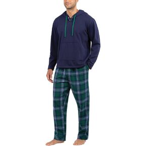 PajamaGram Mens Flannel Pajamas Sets - Pajamas for Men, Hoodie Top