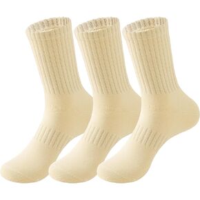 MAGIARTE Womens Athletic Cotton Crew Socks (no cushion) Moisture Wicking Breathable Sports Casual Socks for Women 3/5-PACK