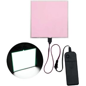 10 * 10cm EL Panel Electroluminescent Light Sheet Decorations Light Lamp Sheet Neon Sheet with Battery Inverter (White)