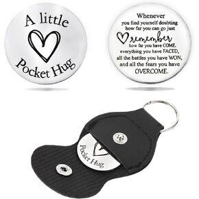 Pocket Hug Token Keychain for Women & Men– Meaningful & Inspirational Gifts for Him & Her - Ideal for Birthdays, Christmas, Valentine's Day, and Graduation
