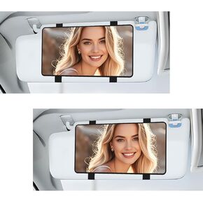 2 Pack (No LED) Car Vanity Mirror for Sun Visor, Large Sun Visor Makeup Mirror, Universal for Car & Truck, Black