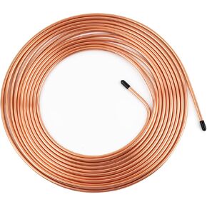 25Ft Brake Line Kit,Copper Coated 3/16 Brake Line Repair Kit with 0.035" Wall Thickness for Repair of Hydraulics,Brake Systems and Fuel,Flexible Anti-Rust Rear Brake Lines (3/16 Gold Tube)