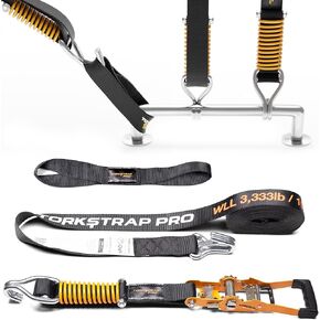 TorkStrap Pro 25' x 2'' Self Tensioning Ratchet Straps (10,000LB Break Strength) - Adjusts to Load Shifts - Spring Loaded Heavy Duty Ratchet Straps w/Soft Loops - UTV, Cargo, ATV, Trucks (2-Pack)