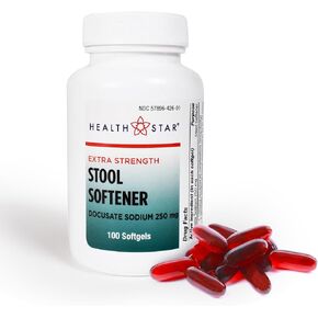 Extra-Strength Stool Softener Docusate Sodium 250mg Softgels (100 Count) Stimulant Laxative for Constipation & Irregularity| Gentle Constipation Relief Stool Softeners for Women & Men
