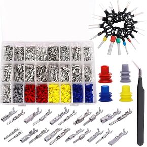 Mandark 755 PCS Car Electrical Wire Terminal Kit, Male and Female Copper Auto Harness Crimp Connector Assortment, 21Type 1/1.5/1.8/2.2/2.8/3.5 mm Electric Wiring Pin Connector, Universal Fit