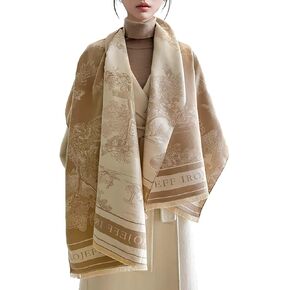 Warm Scarf Cashmere Shawl Women Artistic Landscape Painting Reversible Scarf With Tassel Large Long Pashmina Stole