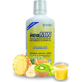 DRUCKER Labs - IntraMIN Organic Liquid Trace Minerals Dietary Supplement for Men, Women, Kids, Immune Support, Muscle Support, Non GMO, Gluten Free, Vegan, Electrolytes (32 oz., Tropical Fruit Punch)