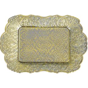 Funerom Vintage 8.7 x 6 inch Jewelry Tray Decorative Tray Galvanized Metal Tray