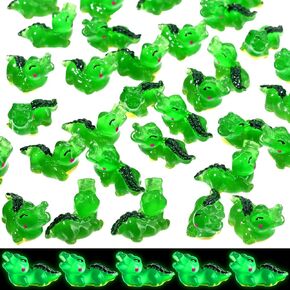 50 Pcs Miniature Crocodiles Figurines Mini Crocodiles Resin Figurines Small Alligator Figure Resin Mini Animals for Garden Desktop Birthday Party Desktop Decor(Luminous Style)