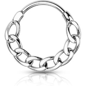Septum Rings, 16G Chain Septum Jewelry, Dainty Helix Daith Earrings for Women, Stainless Steel Helix Daith Piercing Jewelry