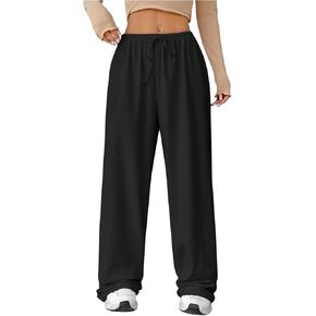 Women's Baggy Wide Leg Pants Elastic Drawstring Waist Casual Sweatpants Trousers