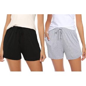 Pajama Shorts for Women Cotton Soft Sleep Shorts Casual Elastic Waist Pj Bottoms with Drawstring & Pockets